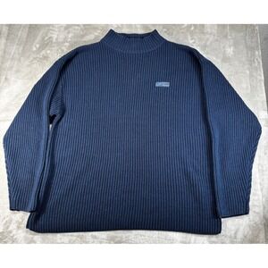 SouthPole SP 2K Team Shaker Knit Sweater Mens 2XL XXL Navy Blue Mock Neck *PICS